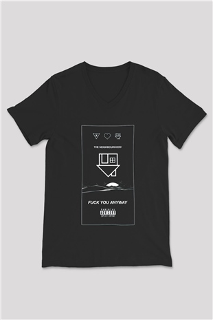 The Neighbourhood Siyah Unisex V Yaka Tişört T-Shirt