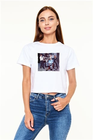 The Office Baskılı Beyaz Unisex Crop Top Tshirt