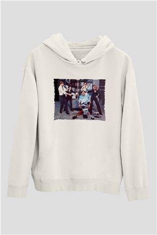 The Office Baskılı Beyaz Unisex Kapüşonlu Sweatshirt