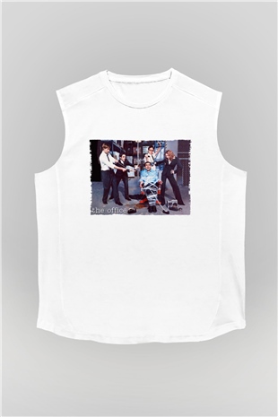 The Office Baskılı Beyaz Unisex Kolsuz Tshirt