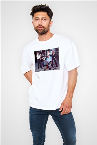 The Office Baskılı Beyaz Unisex Oversize Oversize T-shirt