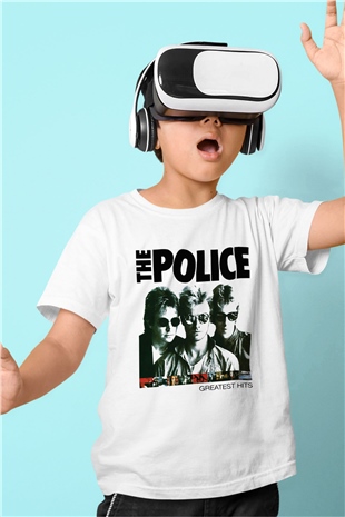 The Police Baskılı Beyaz Unisex Çocuk Tişört
