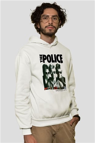 The Police Beyaz Unisex Kapşonlu Sweatshirt