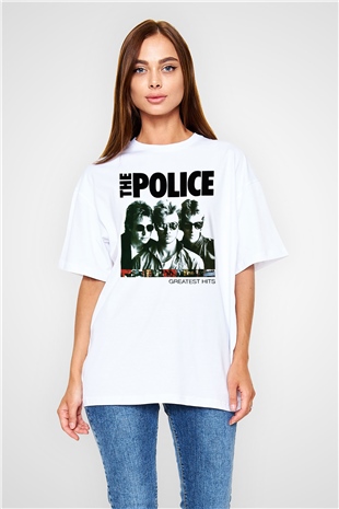 The Police Beyaz Unisex Oversize Tişört T-Shirt