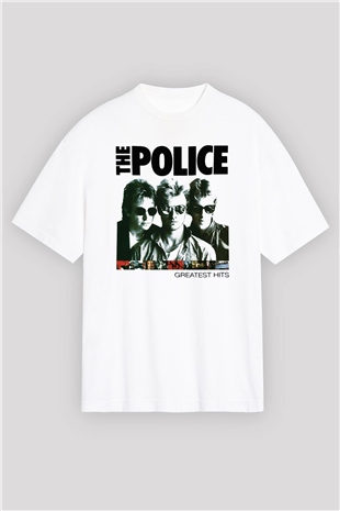 The Police Beyaz Unisex Oversize Tişört T-Shirt