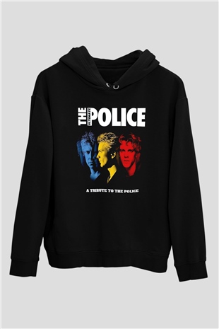 The Police Siyah Unisex Kapüşonlu Sweatshirt