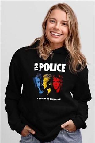 The Police Siyah Unisex Kapüşonlu Sweatshirt