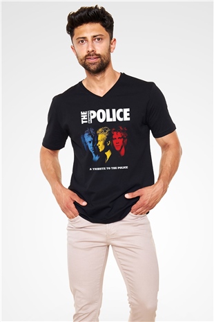 The Police Siyah Unisex V Yaka Tişört