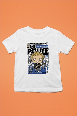 The Police Sting Baskılı Unisex Beyaz Çocuk Tişört