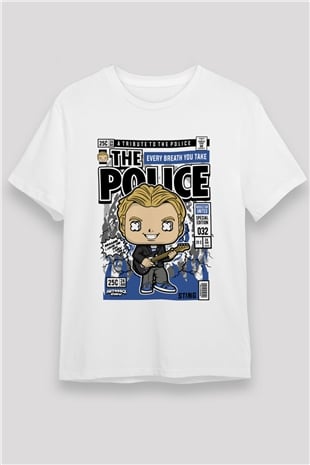 The Police Sting Baskılı Unisex Beyaz Tişört