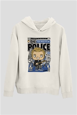 The Police Sting Baskılı Unisex Beyaz Hoodie