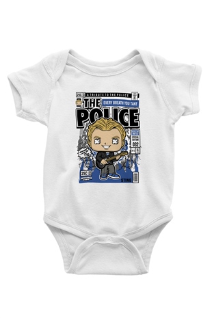 The Police Sting Baskılı Unisex Beyaz Bebek Body - Zıbın