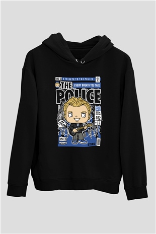 The Police Sting Baskılı Unisex Siyah Hoodie