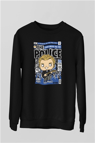 The Police Sting Baskılı Unisex Siyah Sweatshirt