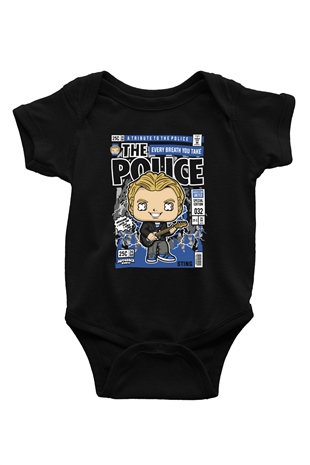The Police Sting Baskılı Unisex Siyah Bebek Body - Zıbın
