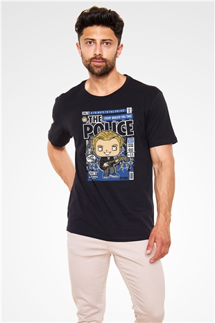 The Police Sting Baskılı Unisex Siyah Tişört