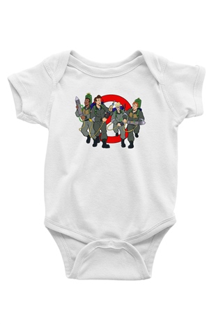 The Real Ghostbusters Hayalet Avcıları Baskılı Beyaz Unisex Bebek Body - Zıbın