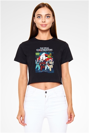 The Real Ghostbusters Hayalet Avcıları Siyah   Crop Top Tişört