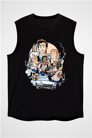 The Real Ghostbusters Hayalet Avcıları Siyah Unisex  Kolsuz Tişört