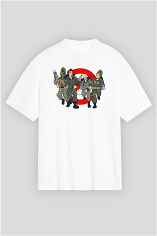 The Real Ghostbusters Hayalet Avcıları Beyaz Unisex Oversize Tişört