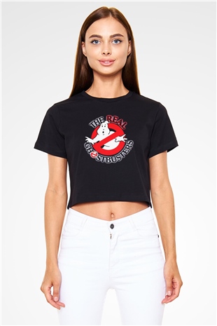 The Real Ghostbusters Hayalet Avcıları Siyah   Crop Top Tişört