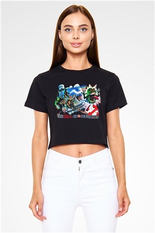 The Real Ghostbusters Hayalet Avcıları Siyah Crop Top Tişört