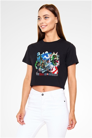 The Real Ghostbusters Hayalet Avcıları Siyah Crop Top Tişört