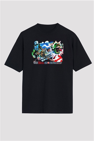 The Real Ghostbusters Hayalet Avcıları Siyah Unisex Oversize Tişört
