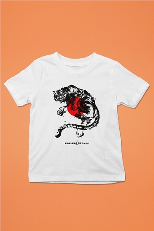 The Rolling Stones Logo Baskılı Beyaz Unisex Çocuk Tişört
