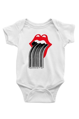 The Rolling Stones Logo Baskılı Beyaz Unisex Bebek Body - Zıbın