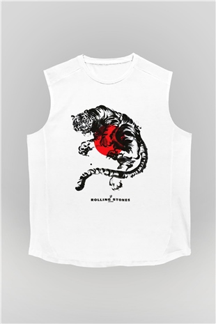 The Rolling Stones Logo Beyaz Unisex Kolsuz Tişört