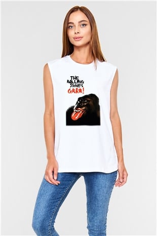 The Rolling Stones Logo Beyaz Unisex Kolsuz Tişört
