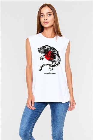 The Rolling Stones Logo Beyaz Unisex Kolsuz Tişört