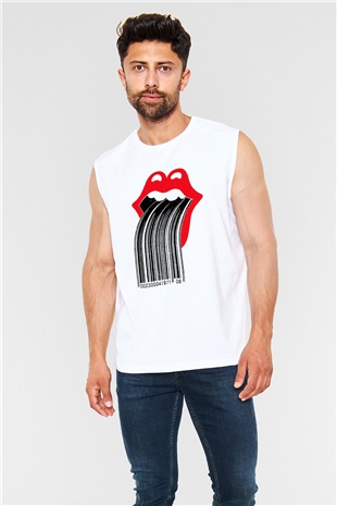 The Rolling Stones Logo Beyaz Unisex Kolsuz Tişört