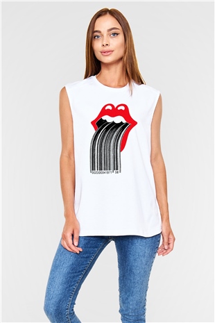 The Rolling Stones Logo Beyaz Unisex Kolsuz Tişört