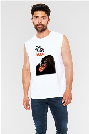 The Rolling Stones Logo Beyaz Unisex Kolsuz Tişört
