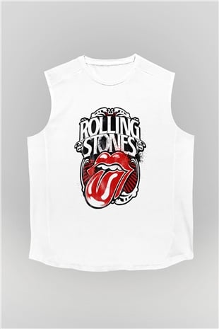 The Rolling Stones Logo Beyaz Unisex Kolsuz Tişört