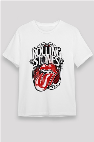The Rolling Stones Logo Beyaz Unisex Tişört T-Shirt - TişörtFabrikası