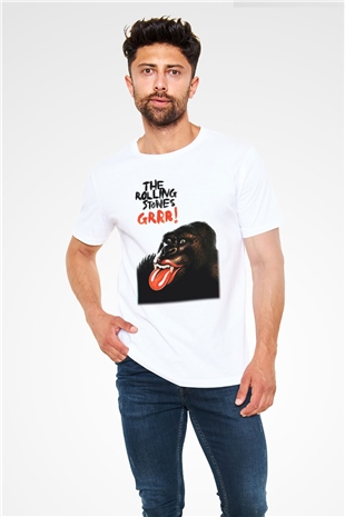 The Rolling Stones Logo Beyaz Unisex Tişört T-Shirt - TişörtFabrikası