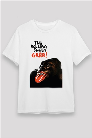 The Rolling Stones Logo Beyaz Unisex Tişört T-Shirt - TişörtFabrikası
