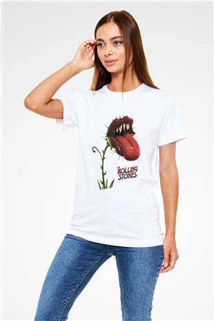 The Rolling Stones Logo Beyaz Unisex Tişört T-Shirt - TişörtFabrikası