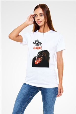 The Rolling Stones Logo Beyaz Unisex Tişört T-Shirt - TişörtFabrikası