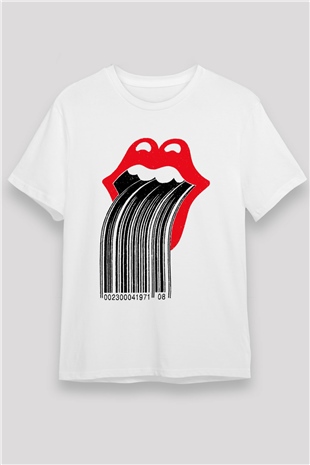 The Rolling Stones Logo Beyaz Unisex Tişört T-Shirt - TişörtFabrikası