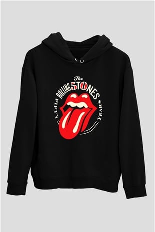 The Rolling Stones Logo Siyah Unisex Hoodie