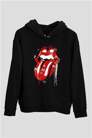 The Rolling Stones Logo Siyah Unisex Hoodie