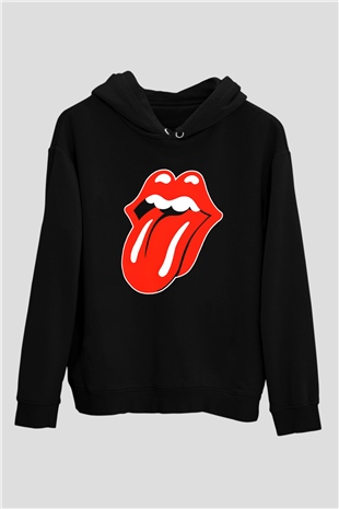 The Rolling Stones Logo Siyah Unisex Hoodie
