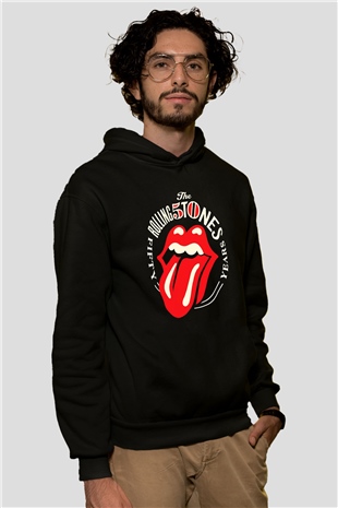 The Rolling Stones Logo Siyah Unisex Hoodie