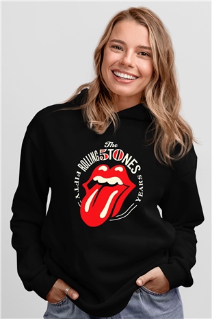 The Rolling Stones Logo Siyah Unisex Hoodie