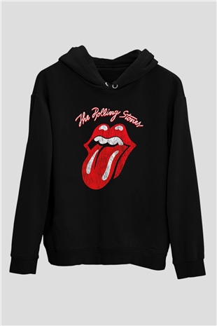 The Rolling Stones Logo Siyah Unisex Hoodie