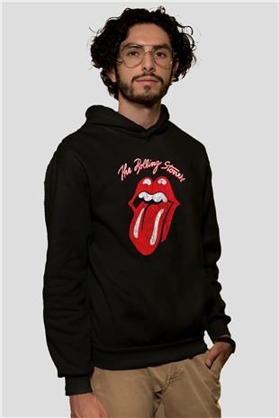 The Rolling Stones Logo Siyah Unisex Hoodie